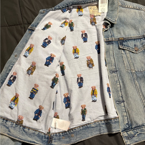 Ralph Lauren Blue Denim Jacket with Bear Print - Picture 5 of 12